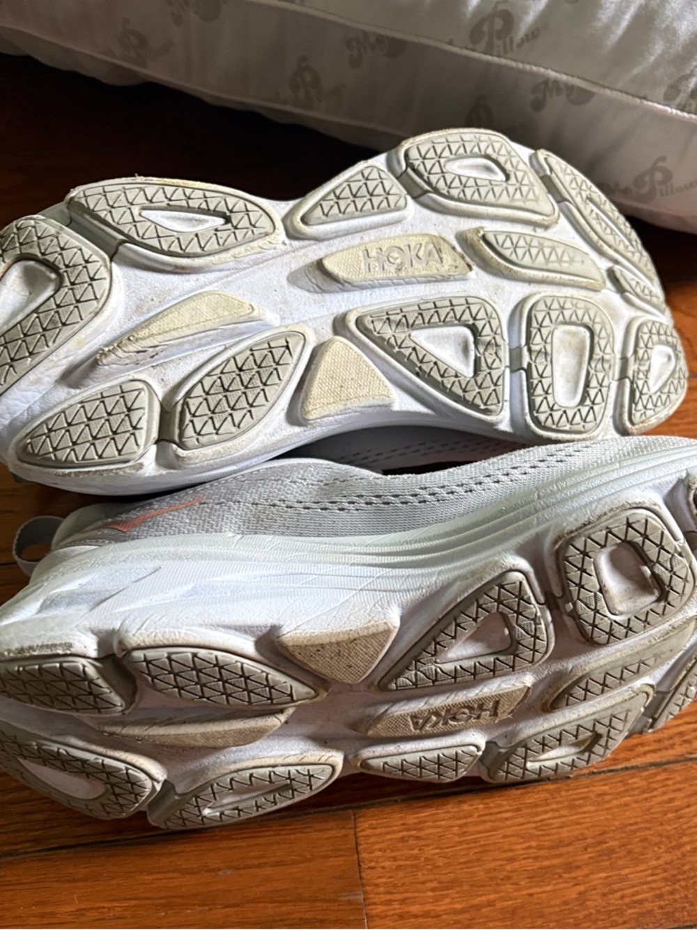 Hoka Women's Light Gray Athletic Running Shoes with Subtle Pink Accents - Picture 4 of 8